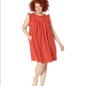 NWT Madewell Plus Eyelet Ruffle-Sleeve Mini Dress